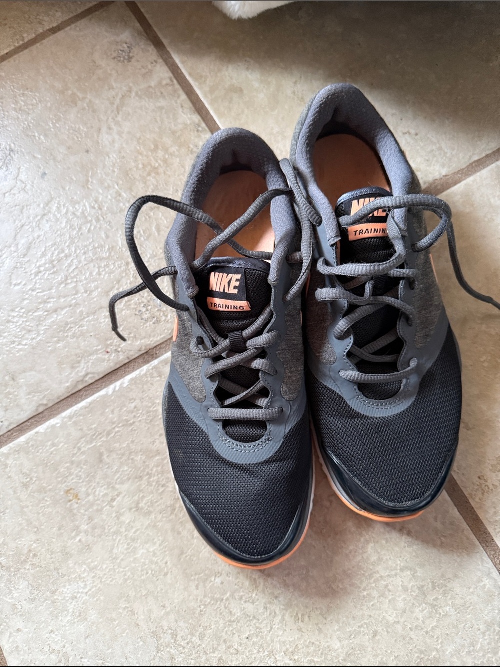 Nike Black and Gray Training Sneakers with Orange Highlights